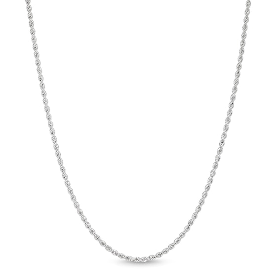 1.6mm Rope Chain Necklace in 10K Hollow White Gold - 16"