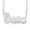 Thumbnail Image 0 of Script Name with Crown and Heart Curb Chain Necklace in Solid Sterling Silver (1 Line) - 18"