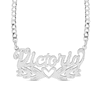 Thumbnail Image 0 of Script Name with Heart Curb Chain Necklace in Solid Sterling Silver (1 Line) - 18"