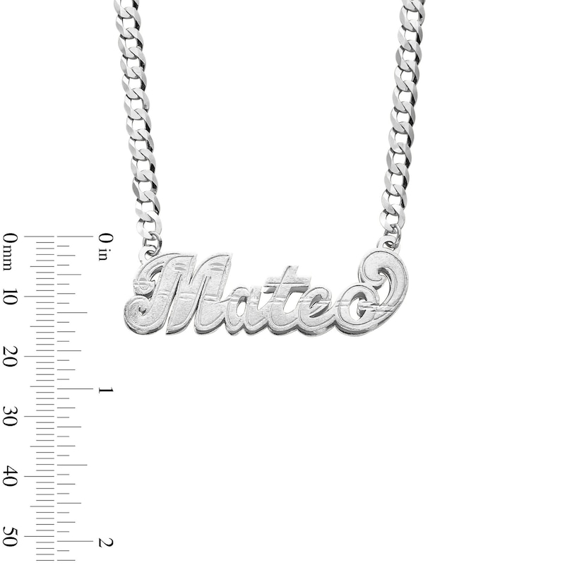 Main Image 2 of Script Name Curb Chain Necklace in Solid Sterling Silver (1 Line) - 18&quot;