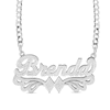 Thumbnail Image 0 of Script Name with Double Rhombus Curb Chain Necklace in Solid Sterling Silver (1 Line) - 18"