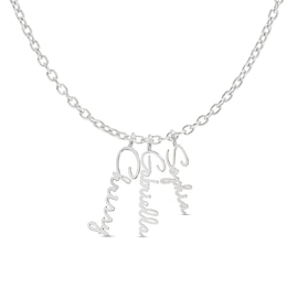 Three Name Script Vertical Chain Personalized Necklace in Solid Sterling Silver (1 Line) - 18&quot;