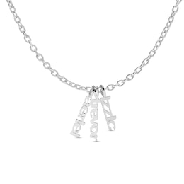 Sterling Silver Three Name Block Vertical Chain Necklace - 18&quot;