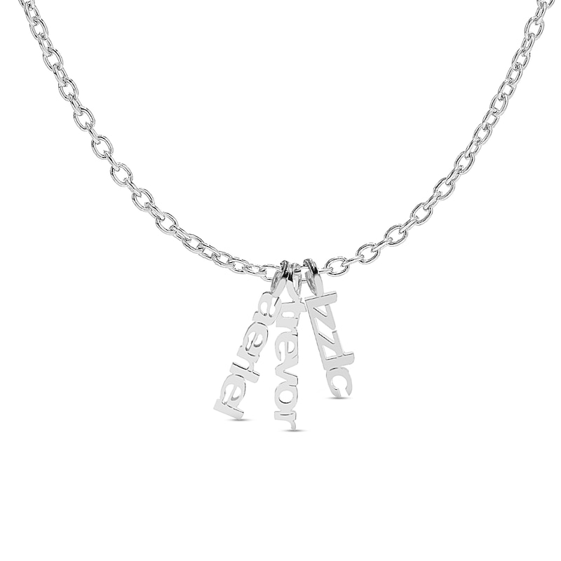 Three Name Block Vertical Chain Personalized Necklace in Solid Sterling ...