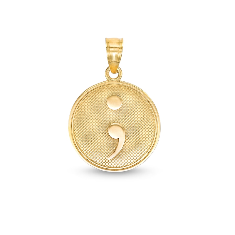 Main Image 1 of Semicolon Medallion Necklace Charm in 10K Solid Gold