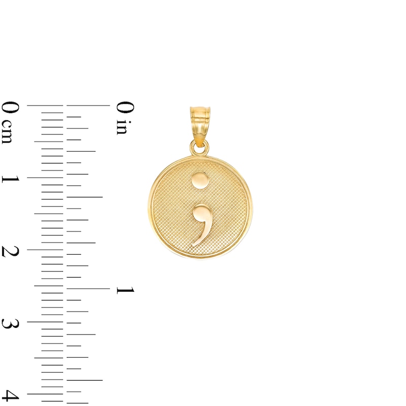 Main Image 2 of Semicolon Medallion Necklace Charm in 10K Solid Gold