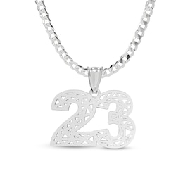 Two Digit Cutout Curb Chain Personalized Necklace in Solid Sterling Silver