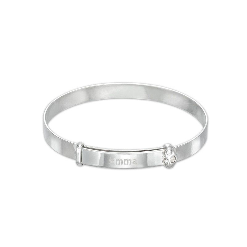 Main Image 1 of Child's Diamond-Accent Heart Personalized Bangle - 5&quot;