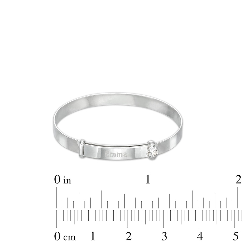 Main Image 2 of Child's Diamond-Accent Heart Personalized Bangle - 5&quot;