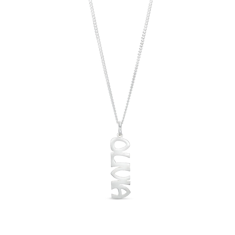 Main Image 1 of Personalized Vertical Name Curb Chain Necklace in Sterling Silver