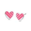 Thumbnail Image 0 of Pink and White Enamel Heart Earrings in Sterling Silver