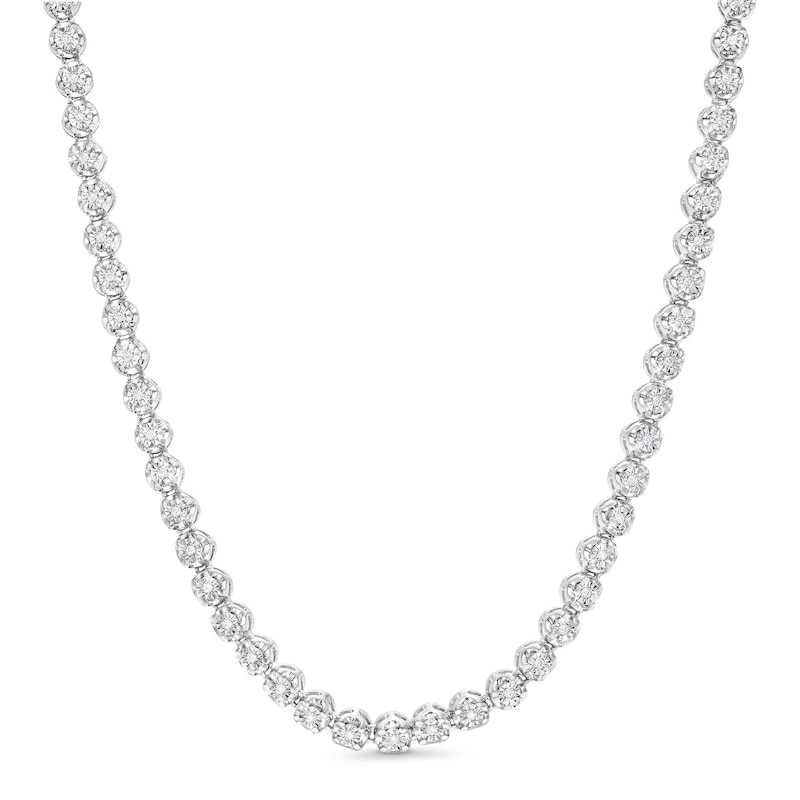 Main Image 1 of Sterling Silver Diamond Tennis Necklace - 20&quot;