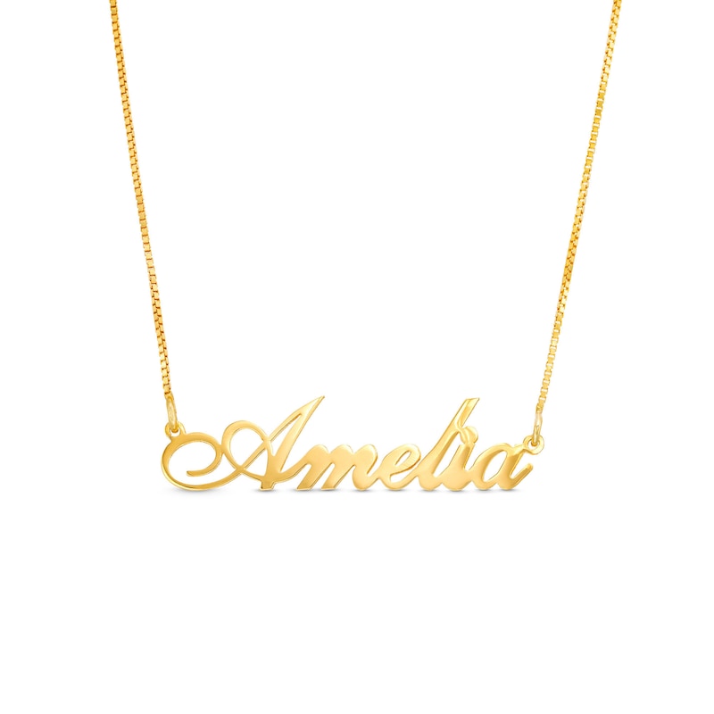 Main Image 1 of 14K Gold Plated Personalized Flourish Script Name Chain Necklace - 18&quot;