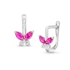 Thumbnail Image 1 of Child's ​​​​​​​Cubic Zirconia and Simulated Ruby Butterfly Earrings in Sterling Silver