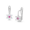 Thumbnail Image 1 of Child's ​​​​​​​Cubic Zirconia and Simulated Ruby Flower Earrings in Sterling Silver