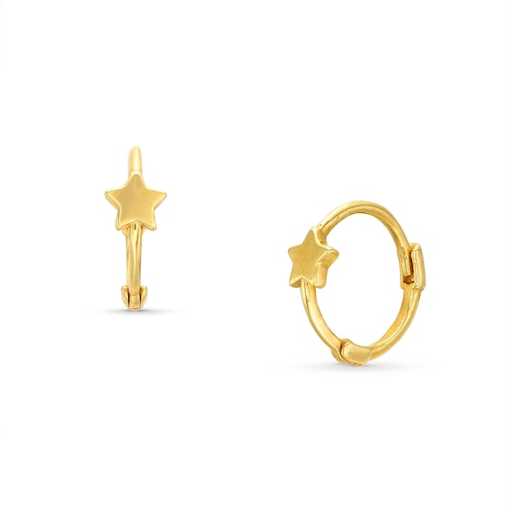 Child's Star Huggie Hoops in 10K Solid Gold