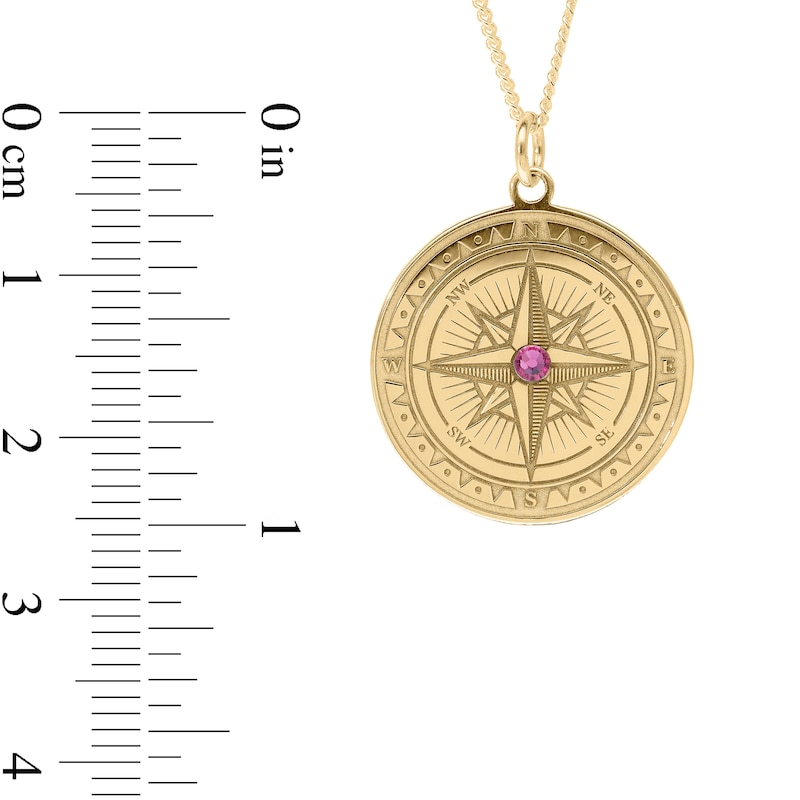 14K Gold Plate ​​​​​​​Engravable Compass Curb Chain Necklace