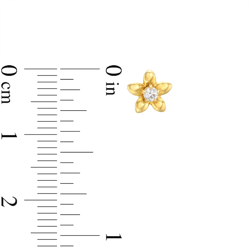 Child's Cubic Zirconia Flower Stud Earrings in 10K Semi-Solid Gold