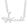 Thumbnail Image 1 of Sterling Silver CZ Personalized Name Script Curb Chain Necklace - 18&quot;