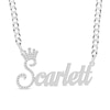 Thumbnail Image 0 of Cubic Zirconia Personalized Crown Name Script Curb Chain Necklace in Sterling Silver - 18"