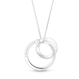 Engravable Interlocking Circle Pendant Necklace in Sterling Silver - 18&quot;