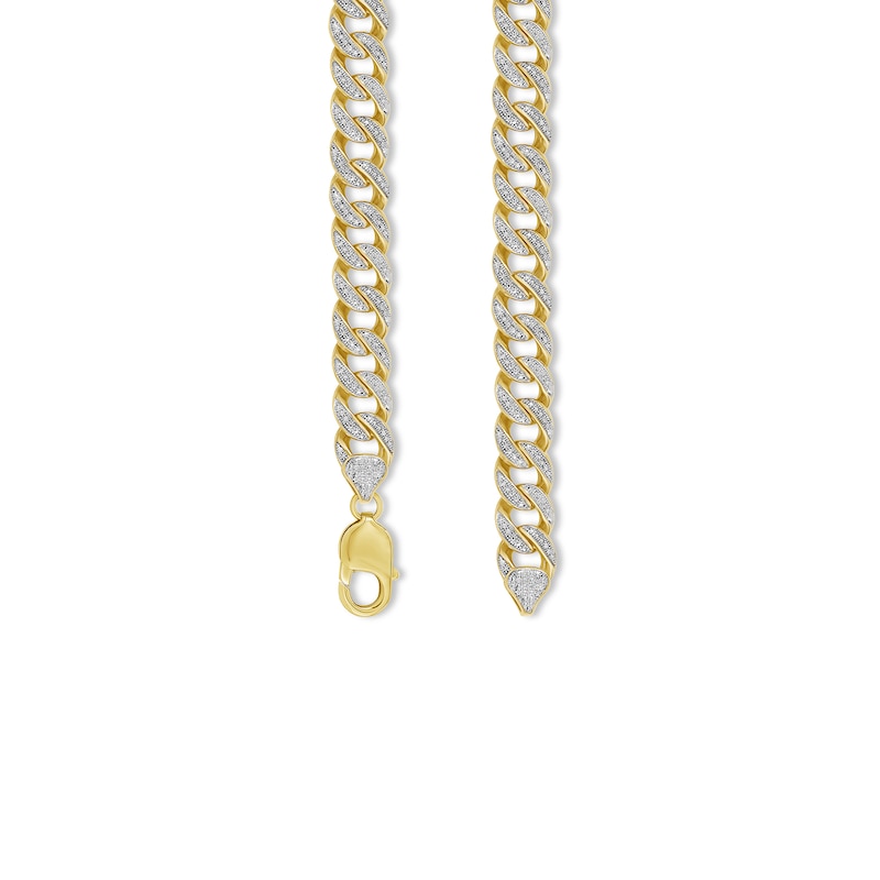 Main Image 2 of 14K Gold Plated 1 CT. T.W. Diamond Cuban Link Chain - 18&quot;