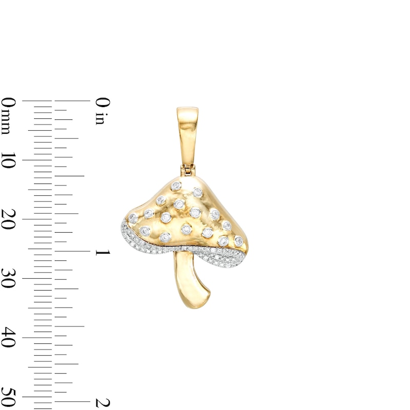 Main Image 3 of 1/6 CT. T.W. Diamond Mushroom Necklace Charm in Sterling Silver with 14K Gold