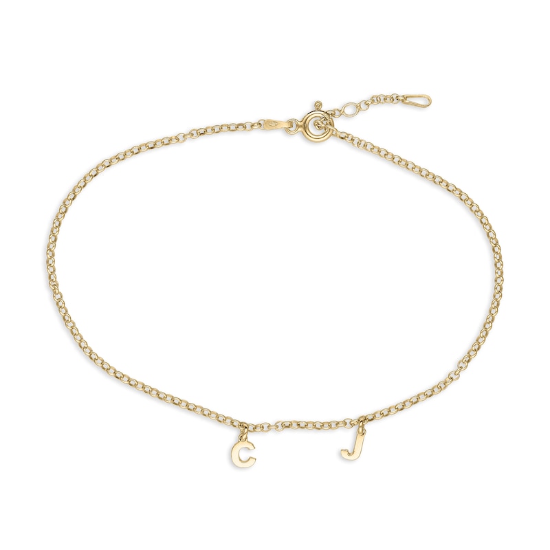14K Gold Plated Two Initial Charm Anklet | Banter