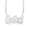 Thumbnail Image 1 of Beaded Heart Nameplate Curb Chain Necklace in Sterling Silver