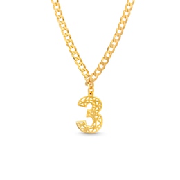 Personalized Single Number Curb Chain Necklace in Sterling Silver with 14K Gold Plate - 18&quot;