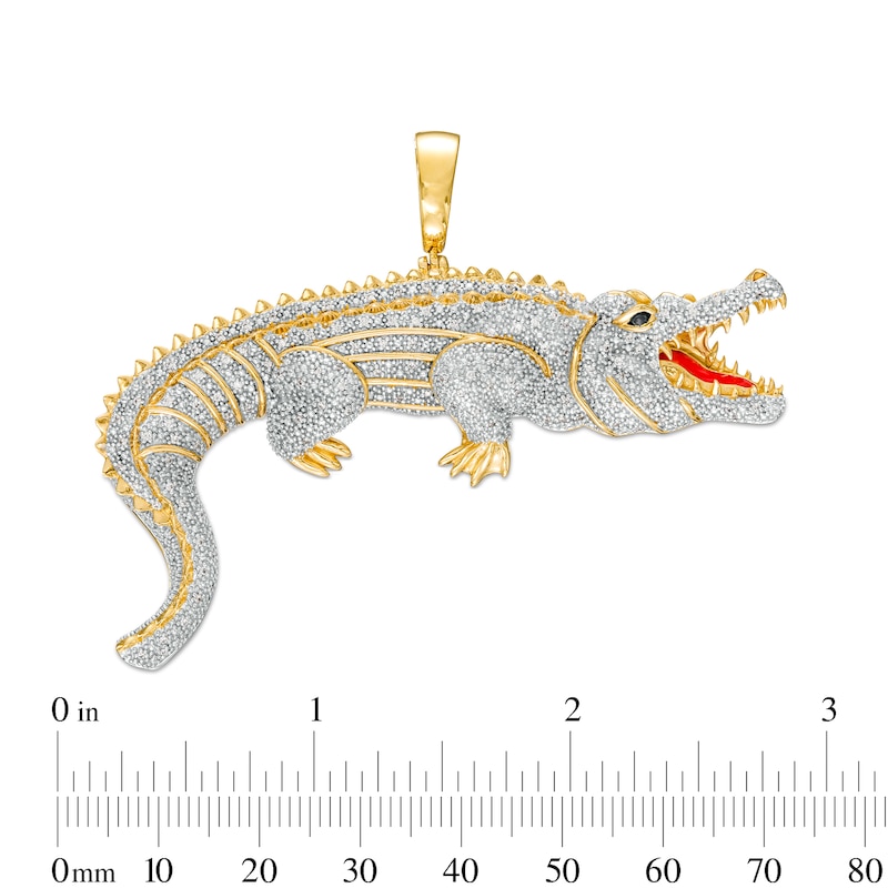 Main Image 3 of 1/2 CT. T.W. Diamond Alligator Necklace Charm in Sterling Silver with 14K Gold Plate