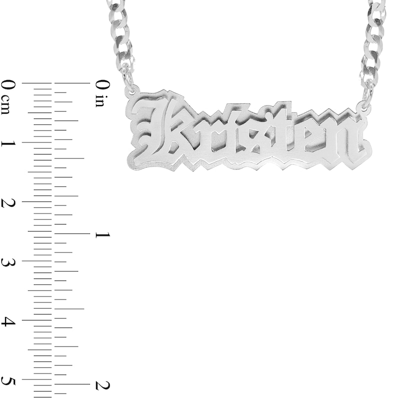 Main Image 2 of Double Plated Gothic Nameplate Curb Chain Necklace in Sterling Silver - 18&quot;