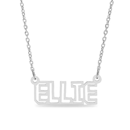 Outlined Name Cable Chain Necklace in Sterling Silver - 18&quot;