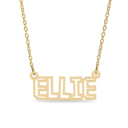 Outlined Name Cable Chain Necklace in Sterling Silver with 14K Gold Plate - 18&quot;