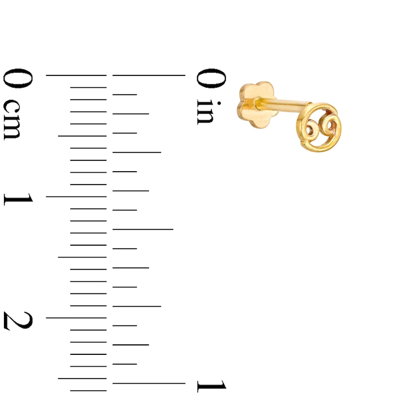 Main Image 2 of 14K Gold Cancer Zodiac Stud - 18G 5/16&quot;