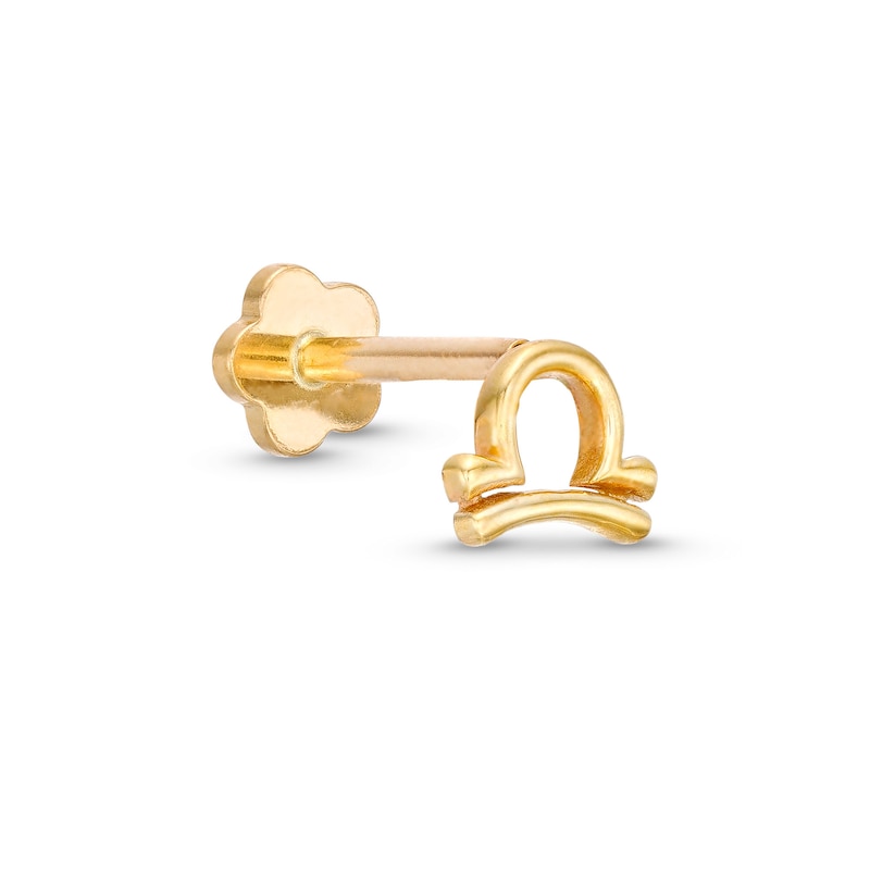 14K Gold Libra Zodiac Stud - 18G 5/16"