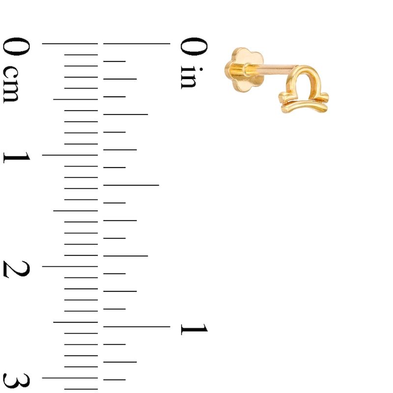 Main Image 2 of 14K Gold Libra Zodiac Stud - 18G 5/16&quot;