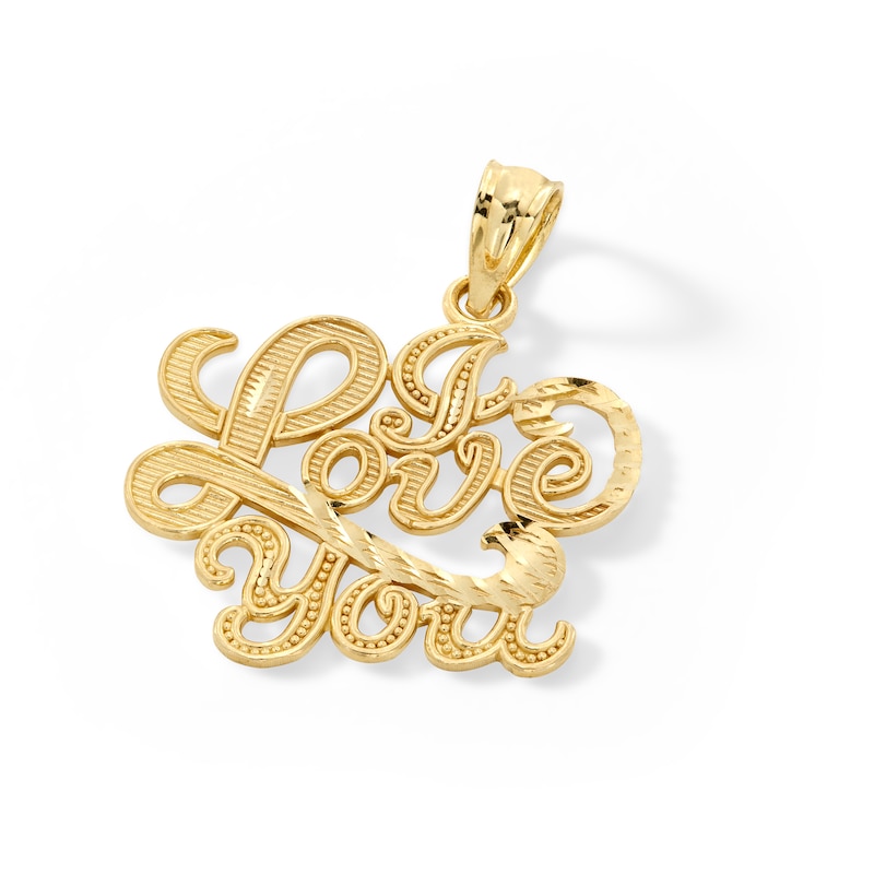 10K Solid Gold I Love You Necklace Charm