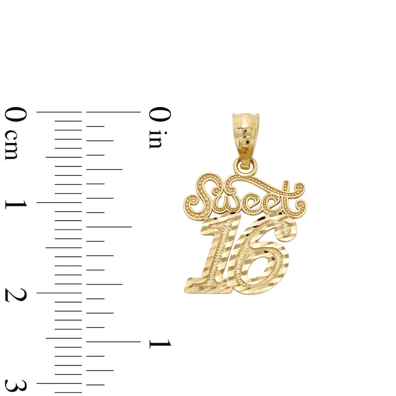 Main Image 4 of 10K Solid Gold Sweet 16 Necklace Charm