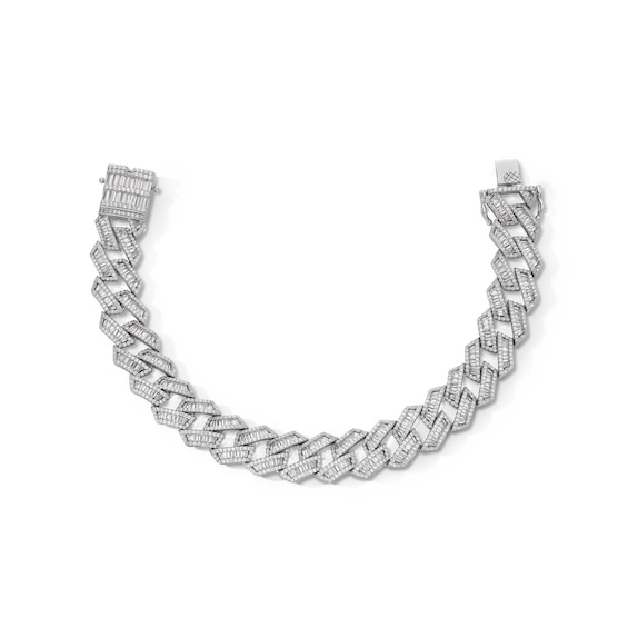 Sterling Silver CZ Baguette Stone Curb Bracelet