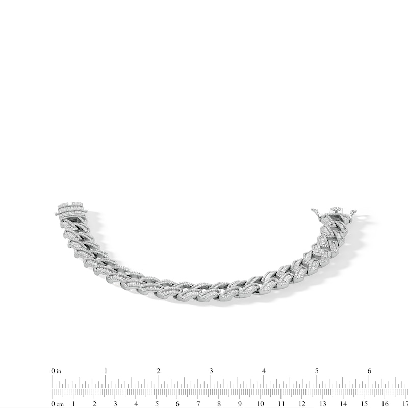 Main Image 3 of Sterling Silver CZ Baguette Stone Curb Bracelet