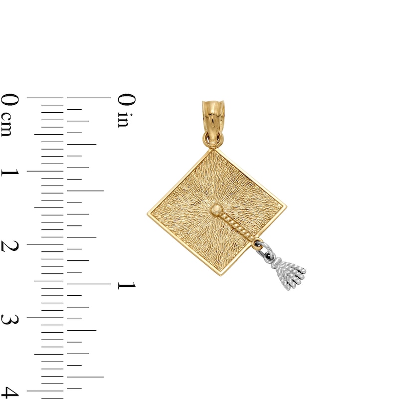 Main Image 4 of 10K Solid Gold Graduation Cap Two-Tone Necklace Charm