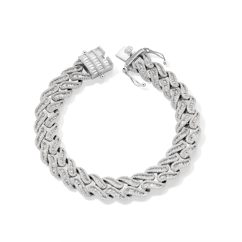 Main Image 1 of Sterling Silver CZ Baguette Curb Chain Bracelet