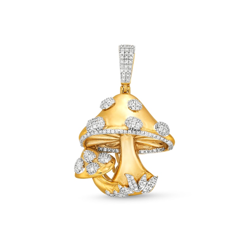 Main Image 1 of 1/6 CT. T.W. Diamond Multi-Mushroom Necklace Charm in Sterling Silver with 14K Gold Plate