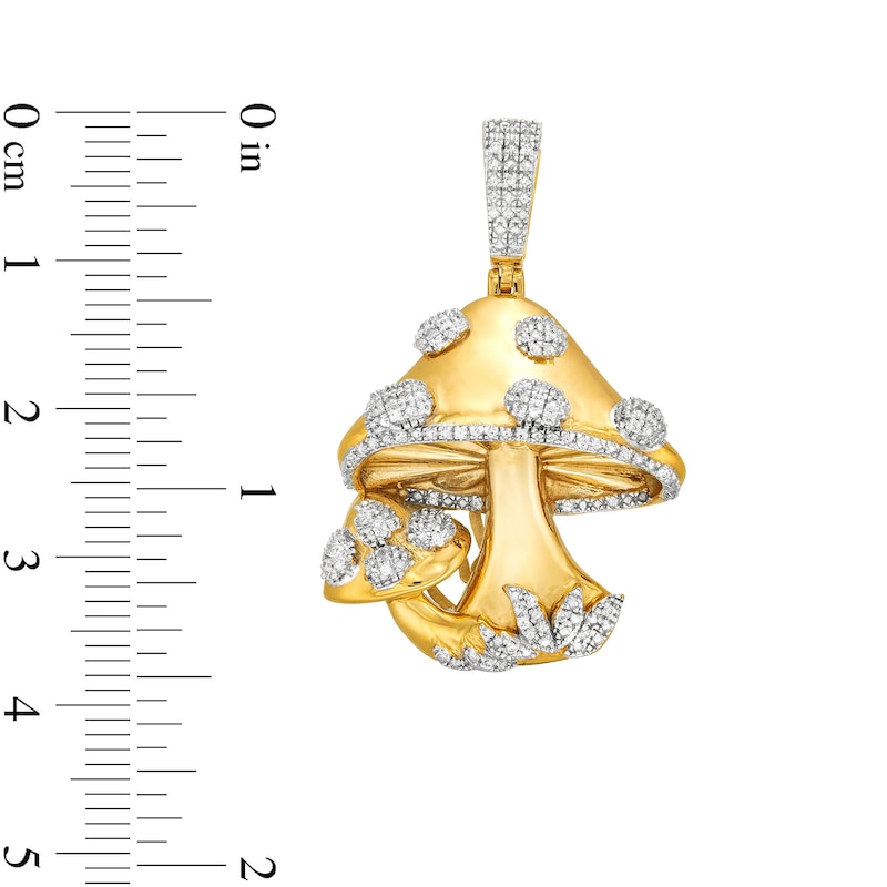 Main Image 2 of 1/6 CT. T.W. Diamond Multi-Mushroom Necklace Charm in Sterling Silver with 14K Gold Plate