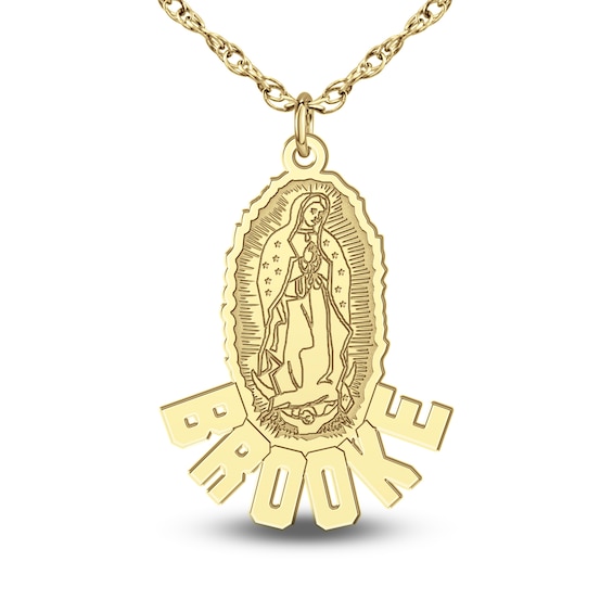 18k Gold Filled Lady of Guadalupe Pendant Rose Gold Detail Stainless Steel  Plate