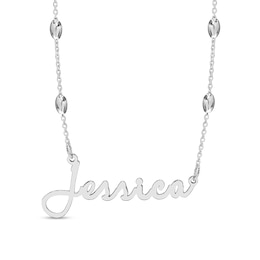 Script Nameplate Saturn Chain Necklace in Sterling Silver - 18&quot;