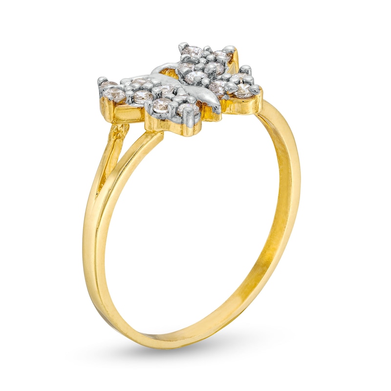 Main Image 2 of 10K Hollow Gold CZ Butterfly Split Ring - Size 7