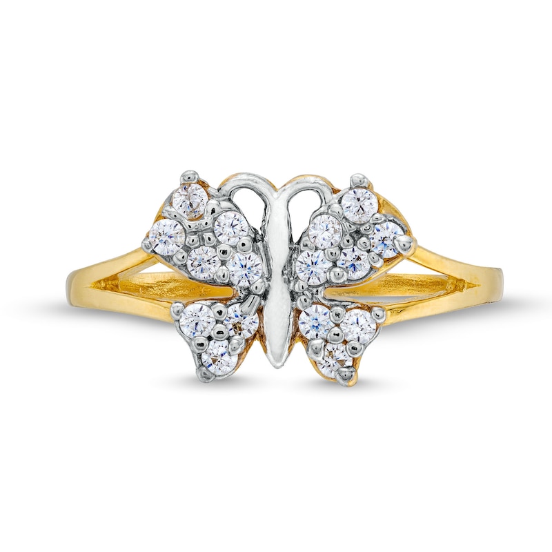 Main Image 3 of 10K Hollow Gold CZ Butterfly Split Ring - Size 7