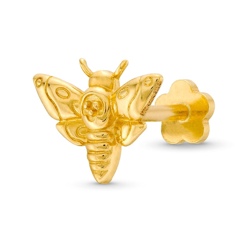 Main Image 2 of ​​​​​​​14K Solid Gold Death Moth Stud - 18G 5/16&quot;